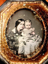 Load image into Gallery viewer, Affectionate Pretty Mother &amp; Child 1/6 Plate Daguerreotype Octagonal Union Case
