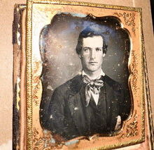 Load image into Gallery viewer, HANDSOME BLUE EYED MAN STAGE DRIVER NEW YORK MICHIGAN DAGUERREOTYPE PHOTO ID'D
