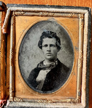 Load image into Gallery viewer, Two Ambrotype Photo Of Handsome Victorian Man Wearing Tall Top Hat 1850
