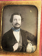 Load image into Gallery viewer, 1/6 Daguerreotype Handsome Goatee Beard Man Tinted Blue Tie / Cravat
