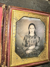 Load image into Gallery viewer, 1840s 1/6 PLATE DAGUERREOTYPE LITTLE GIRL WITH LONG BRAIDS IN HAIR SEALED
