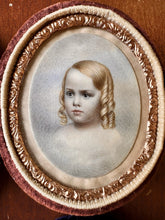 Load image into Gallery viewer, Antique Miniature Portrait Paintings Boy &amp; Girl Siblings In Clouds 1840s 1860s
