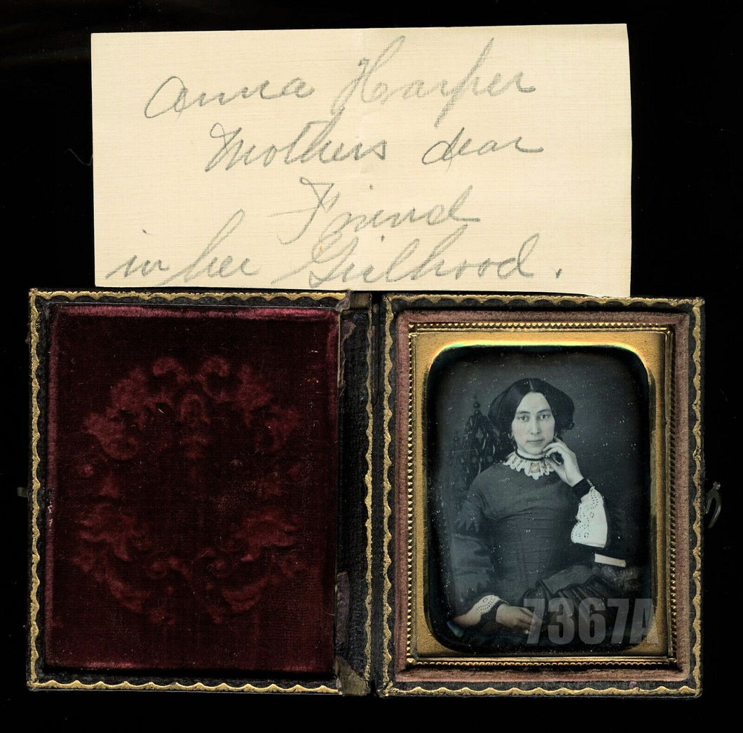 Gorgeous ID'd Woman Mourning Bands & Book, Sealed 1/9 Daguerreotype
