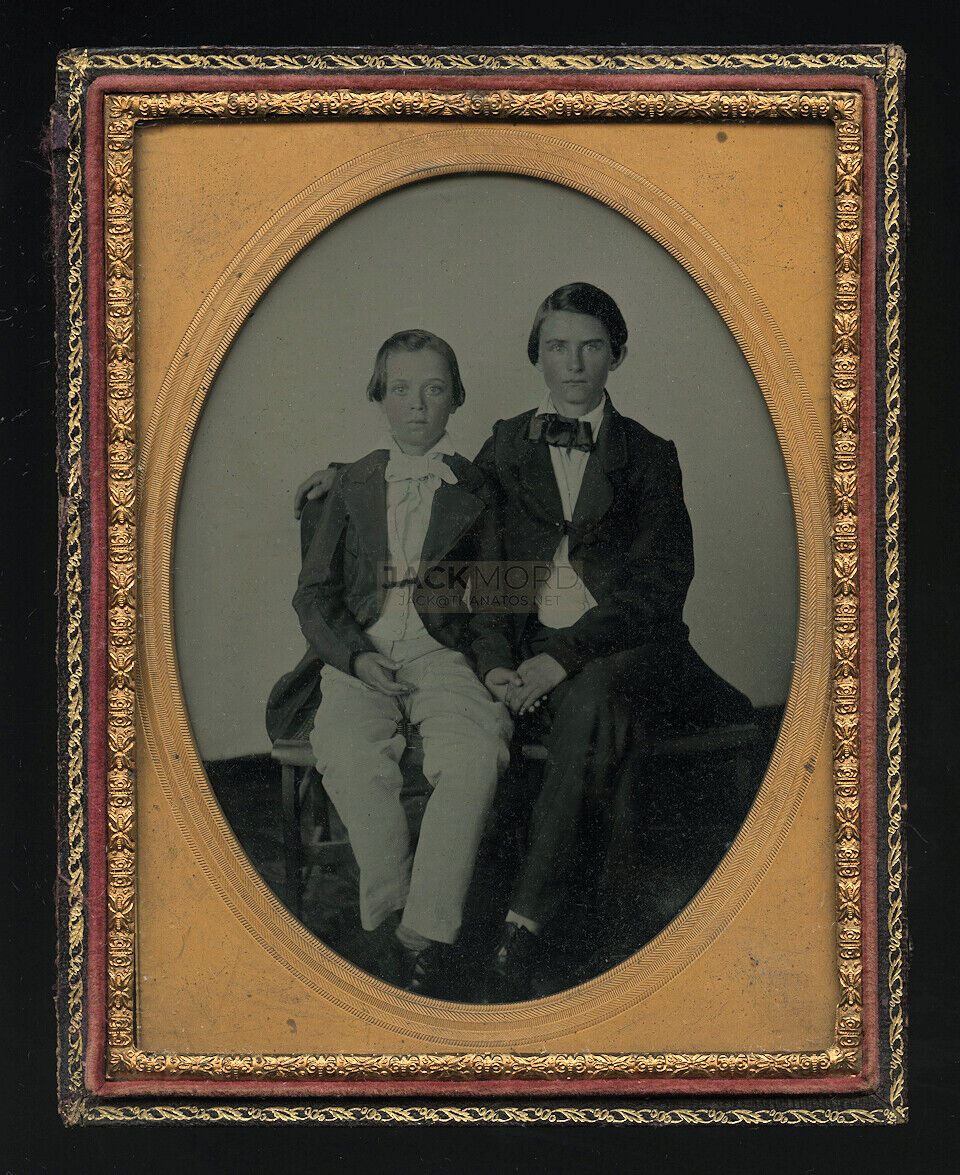 Half Plate Ambrotype Affectionate Boys Holding Hands West Coast Photographer