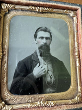 Load image into Gallery viewer, 1/6 Tintype Handsome Man Michigan Family Civil War Soldier? 1860s Photo
