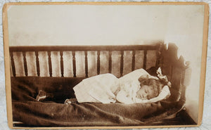 Unusual Cabinet Card Little Girl Taking a Nap