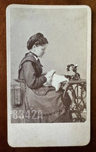Load image into Gallery viewer, Rare Antique CDV Photo Hartford Connecticut Woman Seamstress &amp; Sewing Machine
