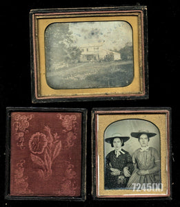 Daguerreotypes of Richmond Virginia Girls & Outdoor House Scene 1840s Photos VTG