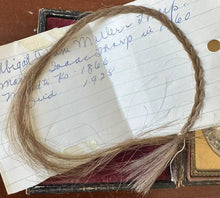 Load image into Gallery viewer, 1/6 Daguerreotype Little Girl ID&#39;d by Note + Braid of Hair - West Virginia 1840s
