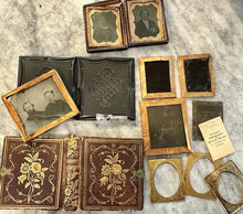 Load image into Gallery viewer, Lot Of Antique Photo &amp; Parts Civil War Stamp Hidden Mother Ambrotype Tintype
