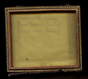 Sixth-plate ambrotype of three children, identified inside of the case. Very good or better antique condition in half of its original case.