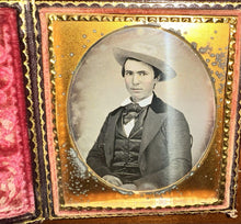 Load image into Gallery viewer, HANDSOME MAN WEARING WESTERN STYLE COWBOY HAT 1/6 PLATE DAGUERREOTYPE PHOTO
