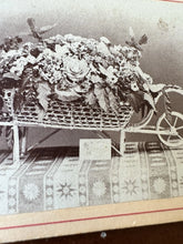 Load image into Gallery viewer, Unusual CDV Photo Flower Cart Memorial? Chicago Photographer Mosher
