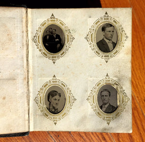 Miniature 1860s 1870s Tintype Album 64 Gem Photos Men Women Children Groups