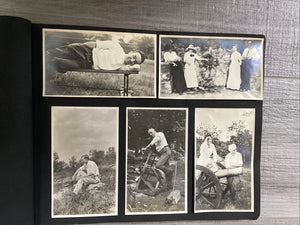 Antique WWI Era Snapshot Album Car Women Navy Airplane Football Sports
