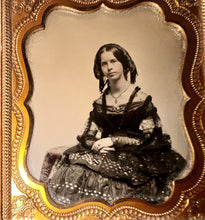 Load image into Gallery viewer, 1/6 RUBY AMBROTYPE PRETTY GIRL YOUNG WOMAN BEAUTIFUL DRESS 1850s PHOTO
