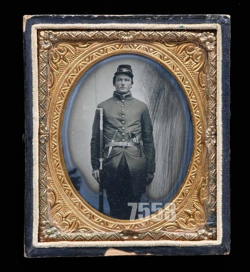 Ruby Ambrotype Armed Civil War Soldier / Infantry