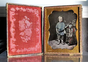 Baltimore Photographer POLLOCK Boy Wearing Tinted Shirt 1/2 Pl Daguerreotype