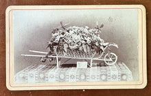 Load image into Gallery viewer, Unusual CDV Photo Flower Cart Memorial? Chicago Photographer Mosher
