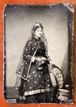 Load image into Gallery viewer, Unusual Tintype Photo Halloween or Mask Party Witch Dress or Fortune Teller?
