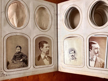 Load image into Gallery viewer, Large Leather Album with Civil War Soldiers ID'd 1860s CDV Tintype Photo
