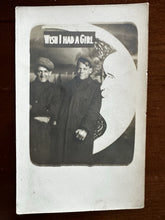 Load image into Gallery viewer, Two Boys Sitting On Paper Prop Moon 1910s Antique Photo RPPC Vintage
