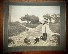 Load image into Gallery viewer, Cute Antique Cabinet Card Photo Little Girl Holding Kitten &amp; Cats 1800s 1900s
