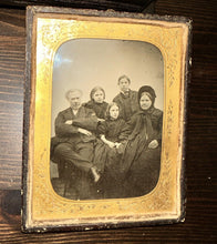Load image into Gallery viewer, 1/4 Ambrotype Family Group Women Children Disgruntled Father 1850s Frame
