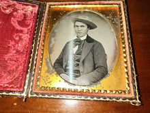 Load image into Gallery viewer, HANDSOME MAN WEARING WESTERN STYLE COWBOY HAT 1/6 PLATE DAGUERREOTYPE PHOTO
