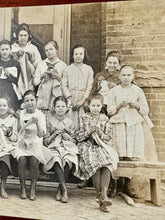 Load image into Gallery viewer, Little Girls Sew / Knitting Class Antique Photo RPPC Vintage 1910s Schoolhouse
