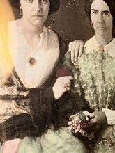 Load image into Gallery viewer, Tinted Daguerreotype Sad Woman &amp; Daughter Holding Memorial / Mourning Items?

