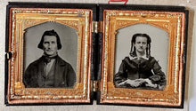 Load image into Gallery viewer, Two 1/6 Ruby Ambrotypes Husband &amp; Wife in Union Case
