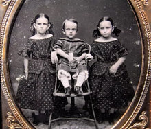 Load image into Gallery viewer, Tinted Half Plate Daguerreotype Of Children 1850s Antique Photo
