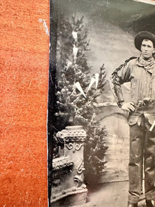 Antique Tintype Photo Double armed Cowboy African American Photographer Colorado