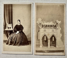 Load image into Gallery viewer, Woman Scale Model Builder CDV Photo Lot DRYBURGH ABBEY Scotland Rare Miniature

