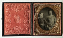 Load image into Gallery viewer, Two ID'd Slocum Sisters 1/6 Plate Ruby Ambrotype Identified Pennsylvania Girls
