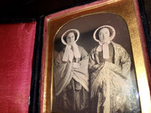 Load image into Gallery viewer, 1/6 Daguerreotype Women, Sisters Wearing Shawls &amp; Bonnets, Holding Purses
