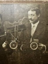 Load image into Gallery viewer, Antique Photo Salesmen Holding Miniature Farming Advertising / Patent Model Rare
