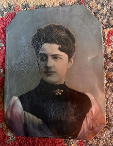 RARE Full Plate Painted Tintype FIRST LADY Frances Cleveland Wife of President