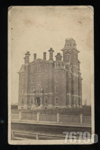 Load image into Gallery viewer, Outdoor Building in Aurora Illinois 1870s CDV Photo
