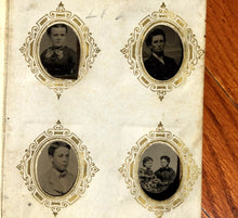 Load image into Gallery viewer, Miniature 1860s 1870s Tintype Album 64 Gem Photos Men Women Children Groups

