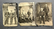 Load image into Gallery viewer, Tintype Lot of Men Top Hats Cowboy Hat Group 1880s Photo
