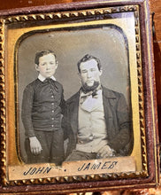 Load image into Gallery viewer, "JOHN &amp; JAMES" Blind? Man &amp; Son - Sailor ANCHOR PIN 1850s DAGUERREOTYPE PHOTO
