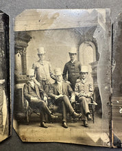 Load image into Gallery viewer, Tintype Lot of Men Top Hats Cowboy Hat Group 1880s Photo
