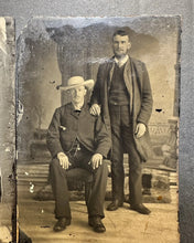 Load image into Gallery viewer, Tintype Lot of Men Top Hats Cowboy Hat Group 1880s Photo
