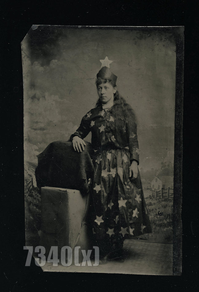 Antique Tintype Girl in Princess Star Dress / 1800s Photo