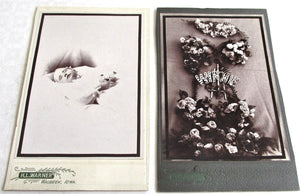 Post Mortem Cabinet Card Set - Little Girl Winnie McCann & Funeral Flowers