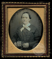 1/6 Daguerreotype Sad Woman Holding Open Dag Mourning Memento Mori Post Mortem