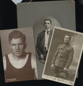 Lot of 3 Antique Photos WWI Soldier Boxer Man Wearing Medal Vintage RPPC