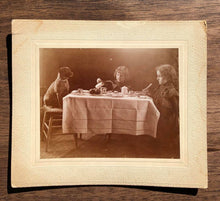 Load image into Gallery viewer, Wonderful Antique Cabinet Photo Little Girls &amp; Dog Have Tea Party
